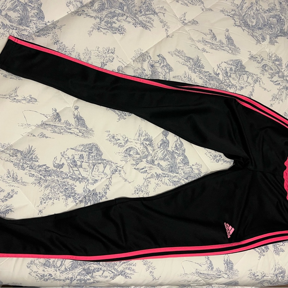 Adidas Black and Pink Track Pants
